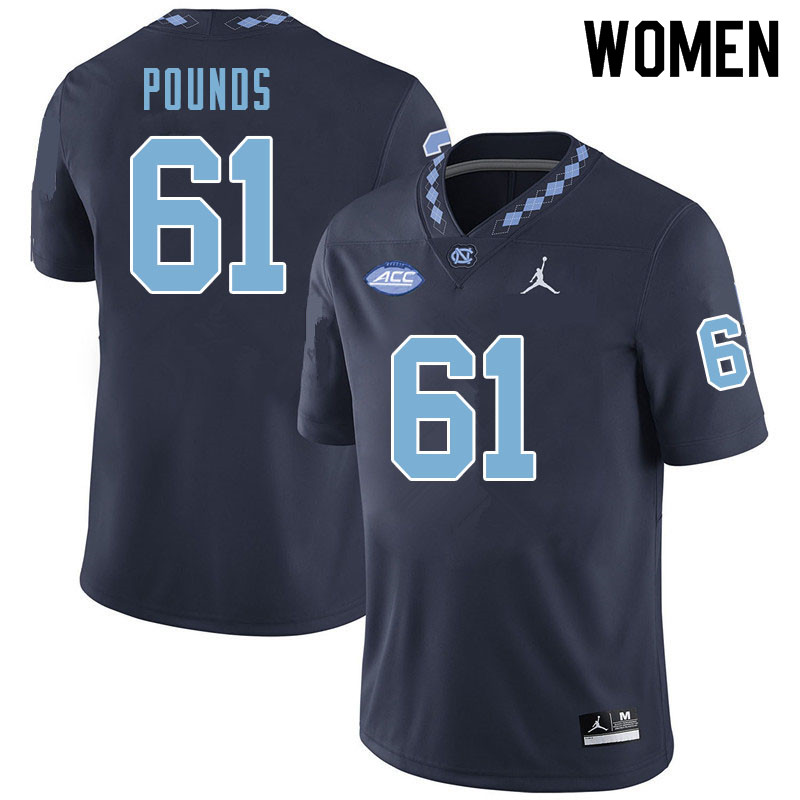 Women #61 Diego Pounds North Carolina Tar Heels College Football Jerseys Sale-Navy